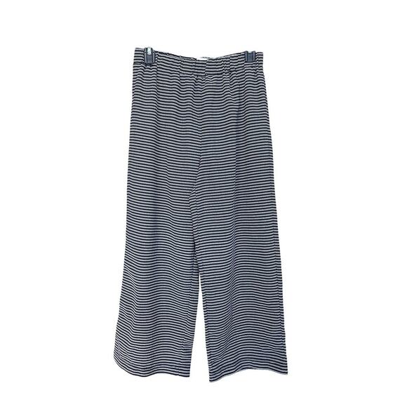 Madewell Texture & Thread Wide Leg Pull On Pants in Stripe Navy White - Picture 2 of 7